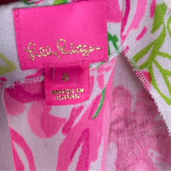 LILLY PULITZER Girls’ Size 8 Carlotta Maxi Dress Pink Floral Print Gold Accents - Picture 11 of 13